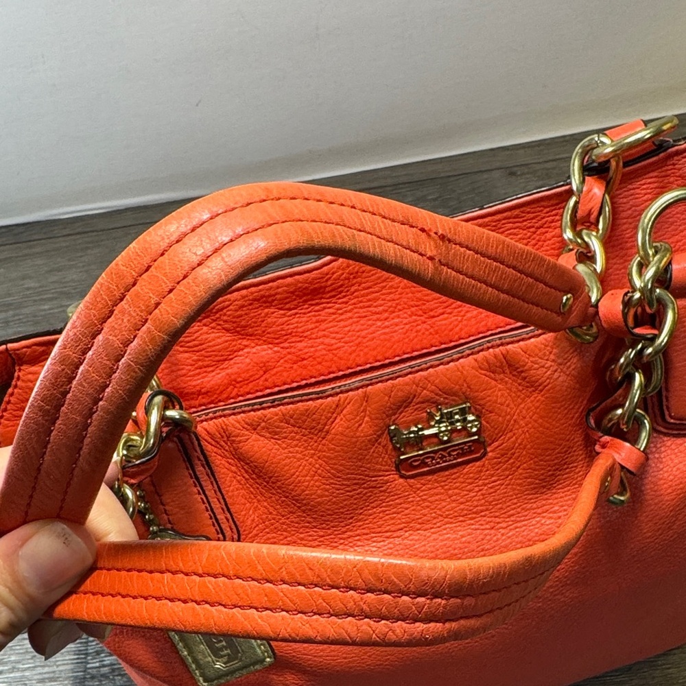 Coach Orange Leather Tote Bag - Picture 4 of 15